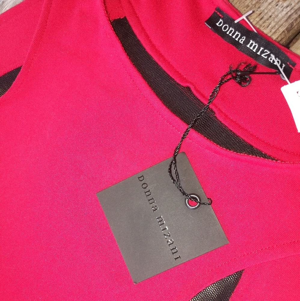 Donna Mizani NWT Red Crop Top Mesh Sz M - Picture 2 of 3